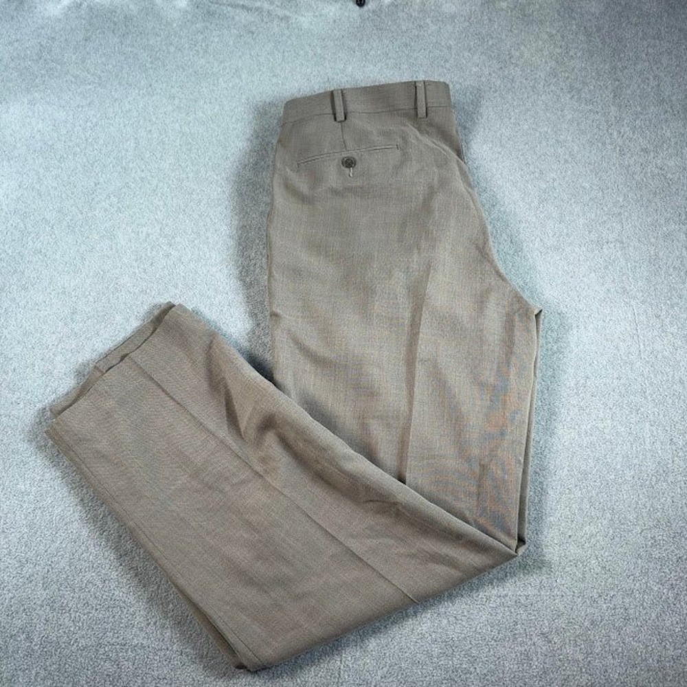 Lauren Ralph Lauren Dress Pants Mens 37x32 Taupe Solid Straight Leg Business